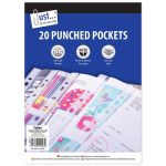 4053  A4 Clear Plastic Punched Pockets 20 Pack