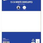 4670  Pack 15 C4 White Peal & Seal Envelopes