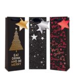 X9405A Xmas Foil Black Bottle Bags Ass